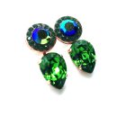 Earrings By Mariana Nostalgia Coll. Pair Shape Emerald, Chrysolite & Peridot Austrian Crystals - Image 3