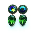 Earrings By Mariana Nostalgia Coll. Pair Shape Emerald, Chrysolite & Peridot Austrian Crystals