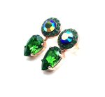 Earrings By Mariana Nostalgia Coll. Pair Shape Emerald, Chrysolite & Peridot Austrian Crystals - Image 2