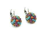 Earrings By Mariana Woman Elegant Opal and Turquoise Flower Shape Swarovski Crystals - Image 2