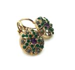 Mariana Earrings Flower Shape Forest Green & Fuchsia Austrian Crystals Tigris Silk Road Coll. - Image 3