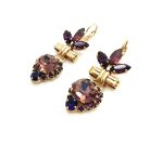 Mariana Earrings Flower Shape Amethyst, Purple & Velvet Austrian Crystals Desire Nirvana Coll.