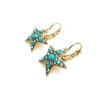 Mariana Earrings Star Shape Turquoise & Aquamarine Austrian Crystals  Bliss Nirvana Coll.