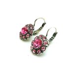 Earrings By Mariana Woman Flower Shape Rose and Pink Swarovski Crystals - Image 2