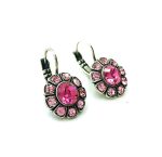 Earrings By Mariana Woman Flower Shape Rose and Pink Swarovski Crystals - Image 3