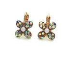 Mariana Earrings Flower Shape Rose Opal & Rose Austrian Crystals Antigua Caribbean Life Coll. - Image 2