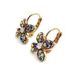 Mariana Earrings Flower Shape Rose Opal & Rose Austrian Crystals Antigua Caribbean Life Coll. - Image 3