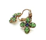 Earrings By Mariana Woman Flower Shape Peridot and Tanzanite Swarovski Crystals - Image 2