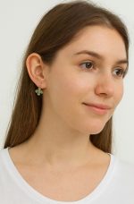 Earrings By Mariana Woman Flower Shape Peridot and Tanzanite Swarovski Crystals - Image 3
