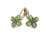 Earrings By Mariana Woman Flower Shape Peridot and Tanzanite Swarovski Crystals