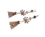 Mariana Earrings Grey,Light Rose & Denim Blue Flower Shape Swarovski Crystals Madagascar Africa Coll. - Image 2