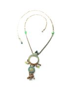Mariana Pendant Necklace Oval Opal, Turquoise & Dark Amber Rising Sun Dancing The night Away Coll.