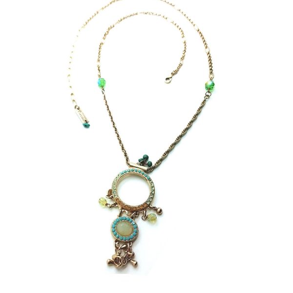 Mariana Pendant Necklace Oval Opal, Turquoise & Dark Amber Rising Sun Dancing The night Away Coll.