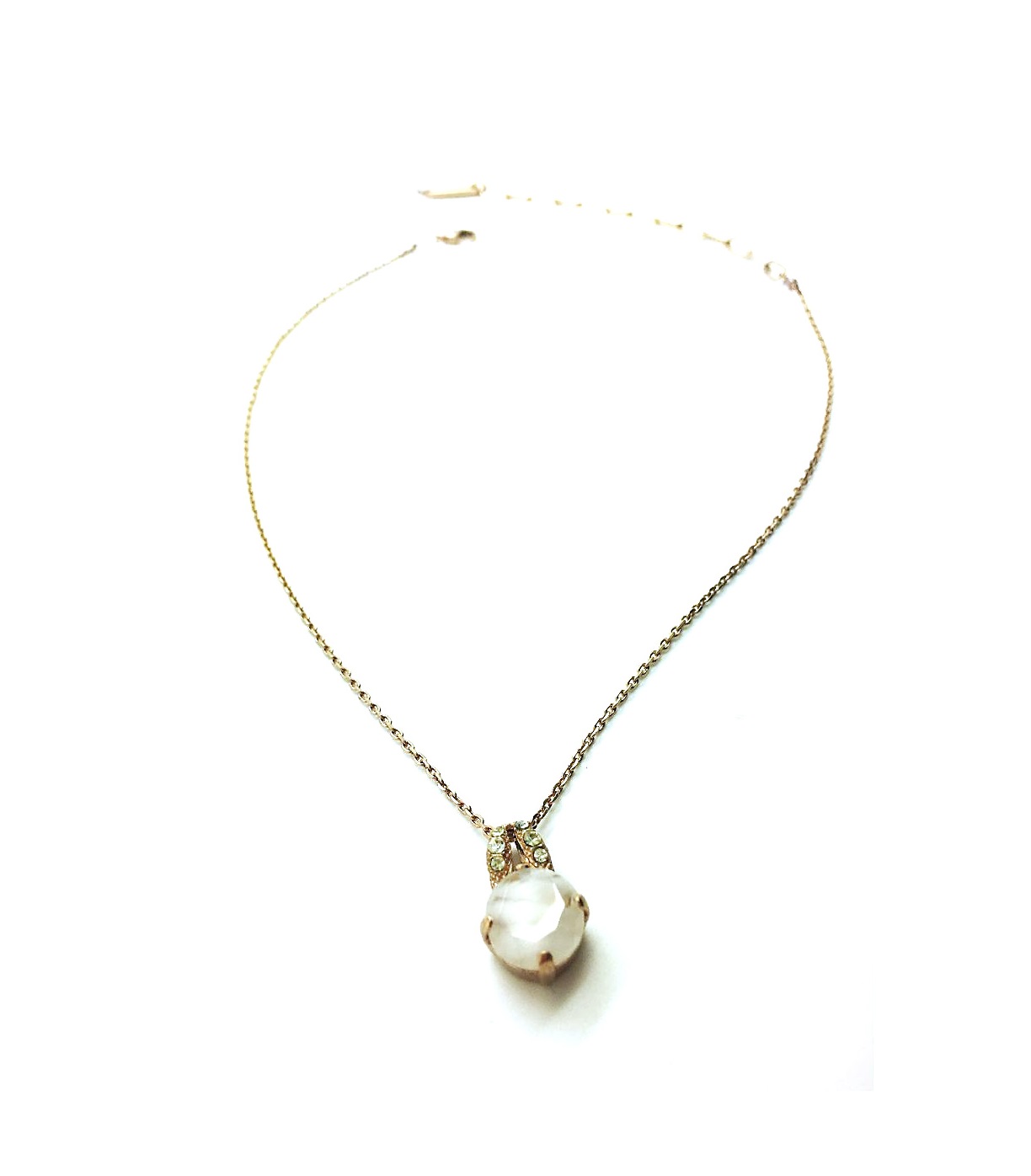 N-5062 234 RG (1) Mariana Necklace Pendant White Opal & Clear Austrian Crystals My Treasures Coll. - Image 1