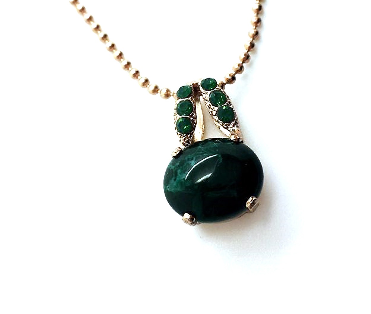 N-5323 M1316 RG (1) Mariana Pendant Necklace Green Quartz Mineral Dancing the Night Away Mediterranean Coll. - Image 1