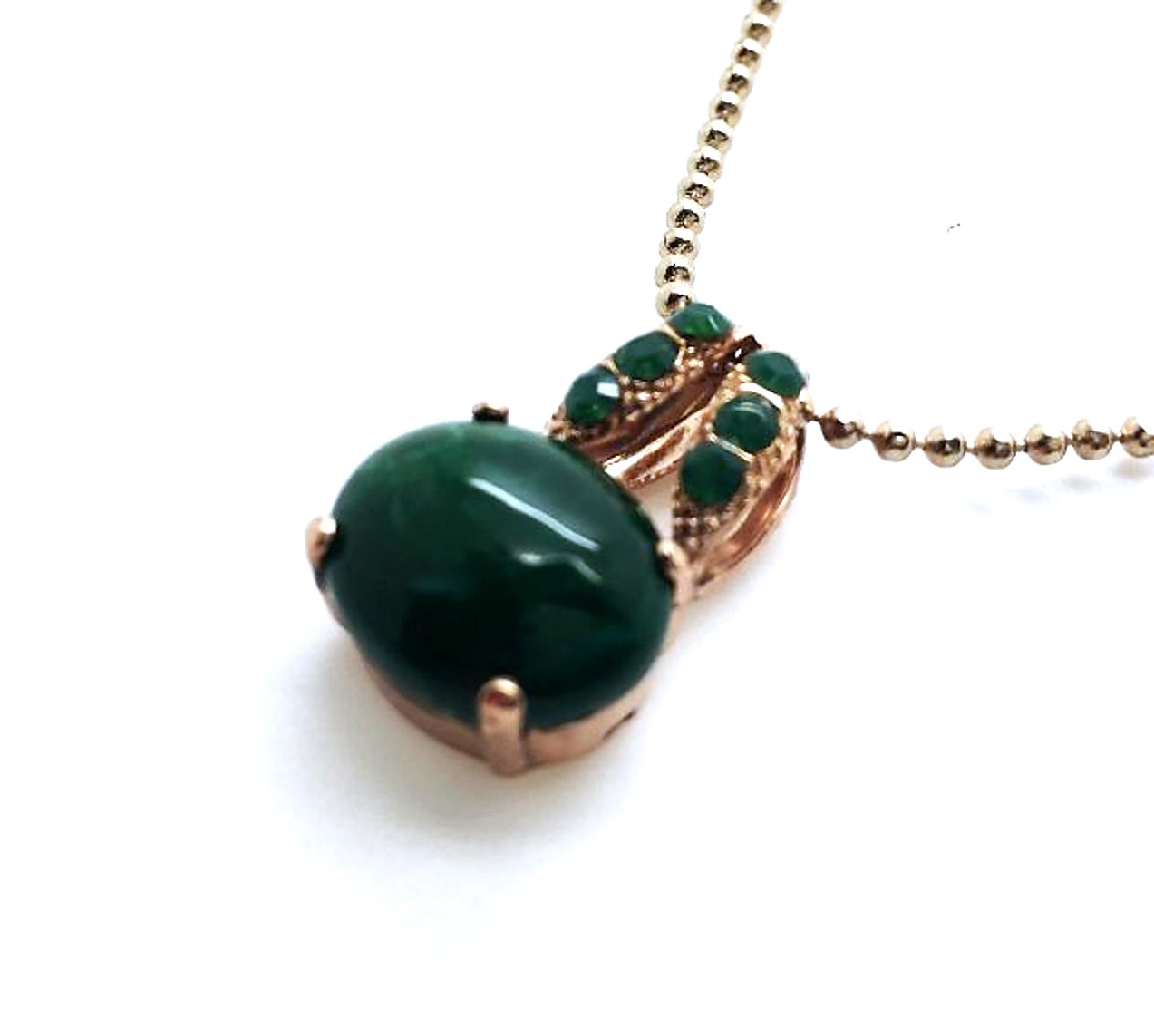 N-5323 M71 RG (3) Mariana Pendant Necklace Oval Shape Green Quartz Mineral Congo Africa Coll. - Image 1