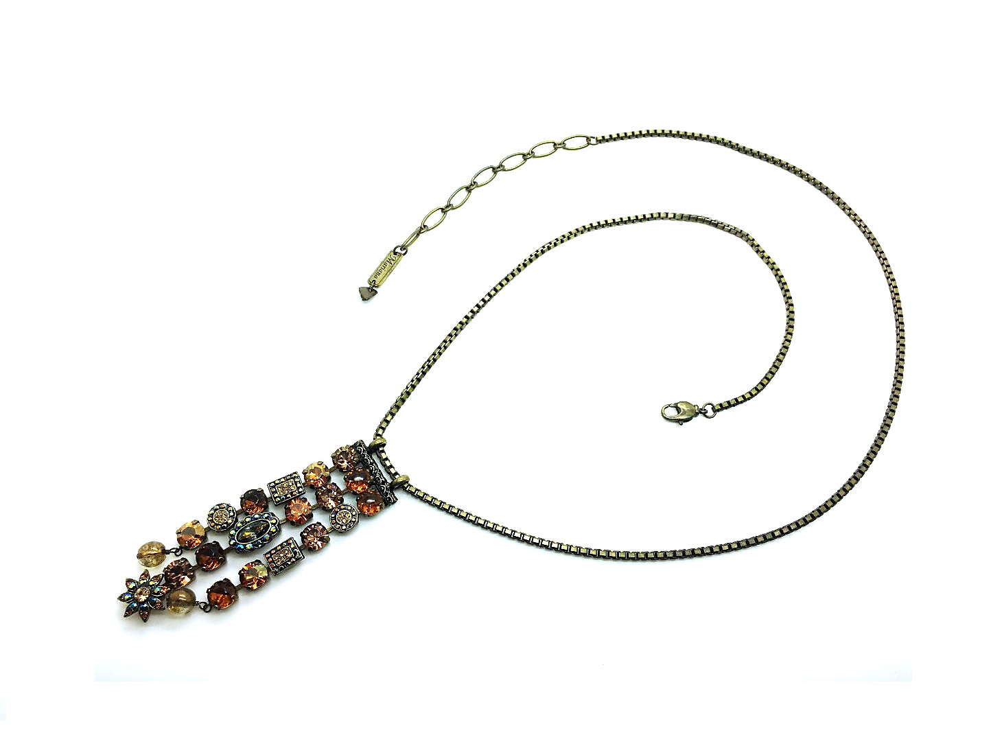 N-6068 220-4 EG (1) Necklace Pendant By Mariana Woman Golden Shadow and Smoked Topaz Swarovski Crystals - Image 1