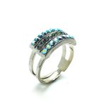 Mariana Ring Brown & Light Mirror Blue Austrian Crystals AB Diamond Coll.