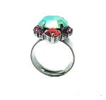 Mariana Ring Padparascha & Apple Green Swarovski Crystals Lotus Silk Road Coll. - Image 3