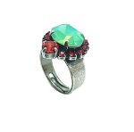 Mariana Ring Padparascha & Apple Green Swarovski Crystals Lotus Silk Road Coll.