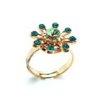 Ring By Mariana Woman Flower Shape Green and Ocean Blue Swarovski Crystals - Image 3