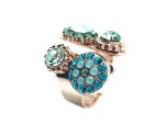 Ring By Mariana Woman Flower Shape Green, Ocean Blue and Opal Swarovski Crystals