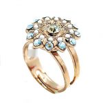 Ring By Mariana Woman Flower Shape White and Light Peach Swarovski Crystals