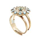 Ring By Mariana Woman Flower Shape White and Light Peach Swarovski Crystals - Image 3