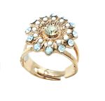 Ring By Mariana Woman Flower Shape White and Light Peach Swarovski Crystals - Image 2