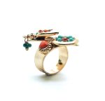 Mariana Ring Bird Shape Orange, Turquoise & Aqua Blue Swarovski Crystals Serengeti Africa Coll. - Image 3