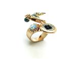Ring By Mariana Woman Bird Shape Black, Dark Gray and Clear Swarovski Crystals