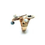 Ring By Mariana Woman Bird Shape Black, Dark Gray and Clear Swarovski Crystals - Image 3