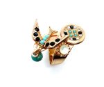 Mariana Ring Bird Shape Black, Turquoise, White & Clear Swarovski Crystals Zanzibar Africa Coll. - Image 2