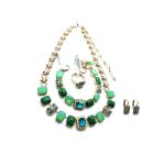 Jewelry Set By Mariana Africa Coll. Turquoise, Aventurine, Malachite, Green Quartz Minerals & Swarovski Crystals - Image 2