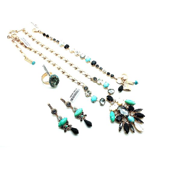 Mariana Jewelry Set Necklace,Bracelet,Ring,Earrings Austrian Crystals & Mineral Stones Zanzibar Africa Coll.