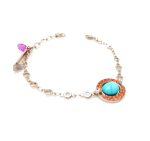 Bracelet By Mariana Woman Turquoise Mineral and Orange Swarovski Crystals - Image 3