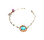 Bracelet By Mariana Woman Turquoise Mineral and Orange Swarovski Crystals - Image 2