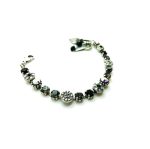 Bracelet By Mariana Tuxedo Paradise Coll. Smokey Gray & Black Flower Austrian Crystals - Image 2
