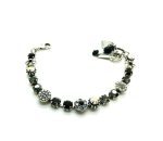 Bracelet By Mariana Tuxedo Paradise Coll. Smokey Gray & Black Flower Austrian Crystals