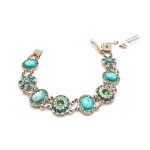 Bracelet By Mariana Congo Africa Coll. Flower Shape Turquoise Mineral &  Austrian Crystals