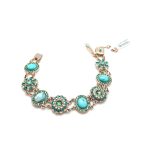 Bracelet By Mariana Congo Africa Coll. Flower Shape Turquoise Mineral &  Austrian Crystals - Image 2