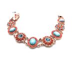 Bracelet By Mariana Woman Turquoise Mineral and Flower Orange Swarovski Crystals