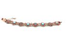 Bracelet By Mariana Woman Turquoise Mineral and Flower Orange Swarovski Crystals - Image 3