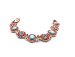Bracelet By Mariana Woman Turquoise Mineral and Flower Orange Swarovski Crystals - Image 2