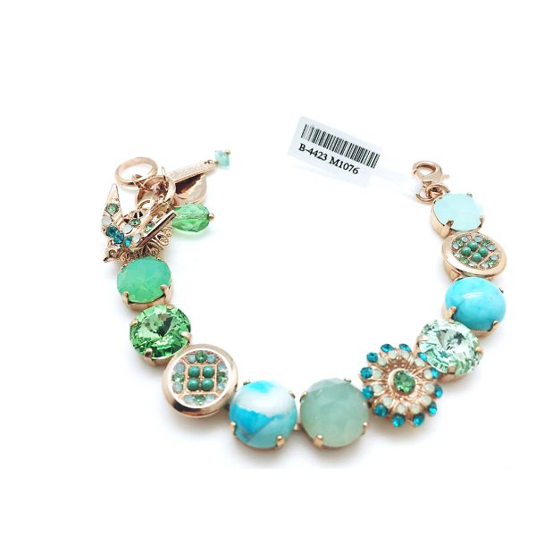 Mariana Bracelet Turquoise & Green Swarowski Flower Crystals Congo Africa Coll.