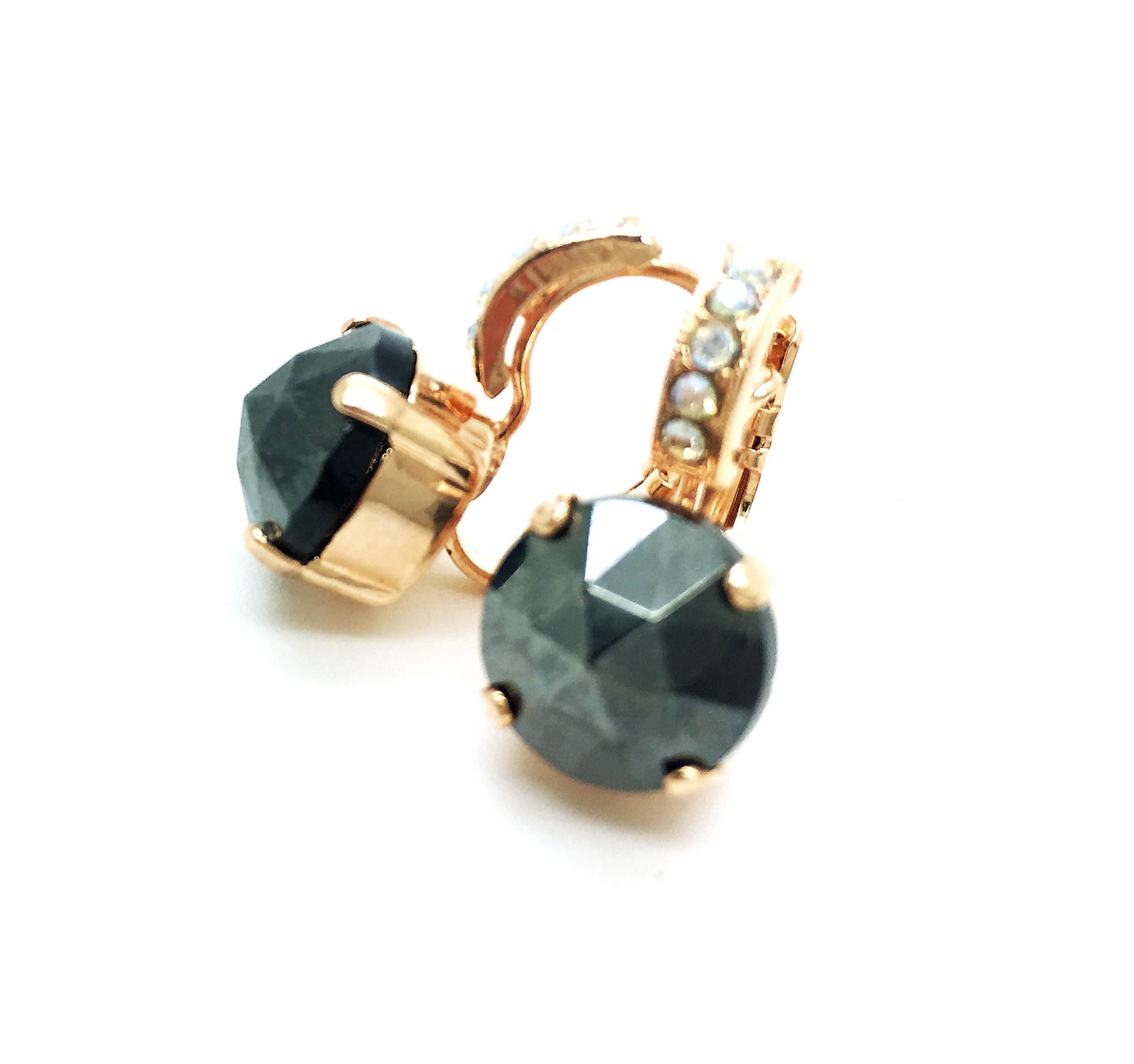 E-1062-1-M1080-RG (2) Earrings By Mariana Woman Pyrite Mineral and White Swarovski Crystals - Image 1