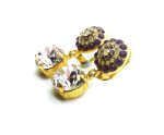 Mariana Earrings Bohemian Rhapsody Coll. Yellow, Earthy & Purple Austrian Crystals - Image 2