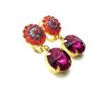 Earrings By Mariana Woman Drop Purple, Orange and Pink Swarovski Crystals - Image 2