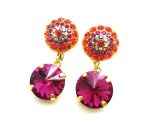 Earrings By Mariana Woman Drop Purple, Orange and Pink Swarovski Crystals