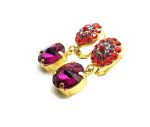 Earrings By Mariana Woman Drop Purple, Orange and Pink Swarovski Crystals - Image 3